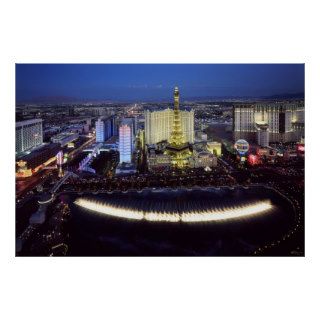Aerial view of the Las Vegas Strip at night Posters