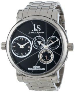 Joshua & Sons Men's JS 35 BK Dual Time Multi Function Quartz Stainless Steel Bracelet Watch Watches