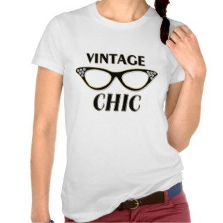Gold & Black Retro Glasses Vintage Chic Bling Tee Shirts