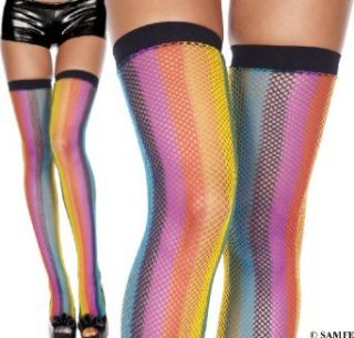 Rainbow Fishnet Thigh High, Rainbow OS Adult Exotic Hosiery Clothing