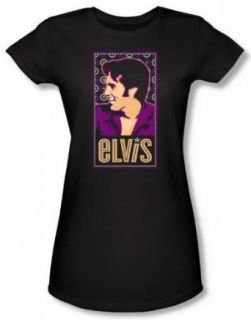 Elvis Elvis Is Juniors Black Sheer Cap Sleeve T Shirt ELV601 JS Fashion T Shirts Clothing