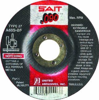 United Abrasives/SAIT 20904 Type 27 A60S 5 Inch by .090 Inch by 7/8 Inch Depressed Center Cutting Wheel, 25 Pack