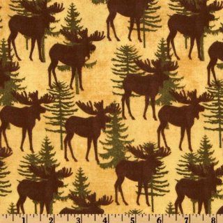 44'' Wide Back Country Flannel Moose Cream Fabric By The Yard
