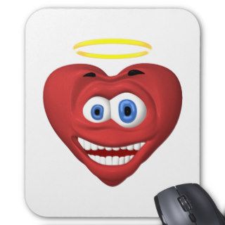 Smiley red heart angel mouse pad