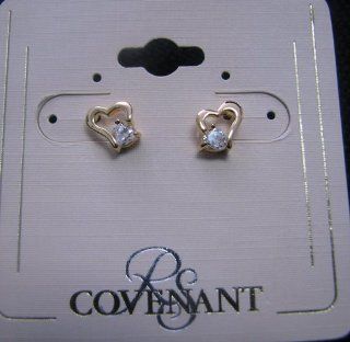 R.S. Covenant Jewelry 7556 CZ Gold Heart Studs Earrings  Other Products  