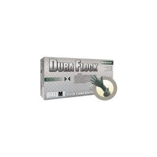 Microflex Dura Flock DFK 608 Green XL Nitrile Disposable General Purpose & Examination Gloves   Industrial Grade   Rough Finish   10.6 in Length   DFK 608 XL [PRICE is per BOX]  Nitrile Gloves 