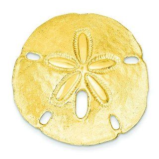 14K Yellow Gold Sand Dollar Slide Pendant Sea Shell A Jewelry