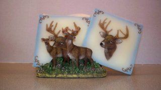A. Richesco Corporation MH410 Buck and Doe Deer Coasters   Collectible Figurines