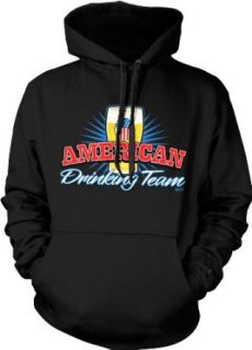 American Drinking Team Mens Sweatshirt, USA Stars and Stripes Beer Glass Design Pullover Hoodie Novelty Athletic Sweatshirts Clothing