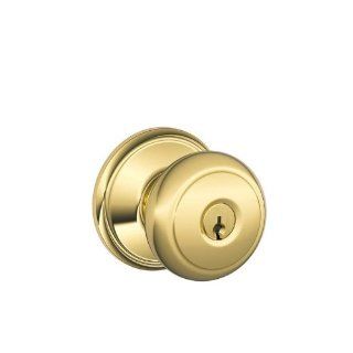 Schlage F51AND609 Keyed Entry Andover Keyed Entrance Panic Proof Door Knob Set from the F Series   Doorknobs  