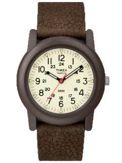 Timex Unisex Weekender Camper Resin Case Off White Dial Brown Nubuck Leather Strap Watch T2N629 Watches