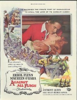 Errol Flynn Maureen O'Hara Anthony Quinn in Against All Flags movie ad 1952 Entertainment Collectibles