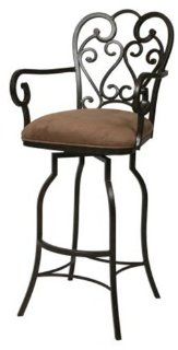 Pastel Furniture MA 217 34 AR 631 Magnolia Swivel Barstool with Arms, 34 Inch, Autumn Rust and Moccasin Suede   Bar Stool