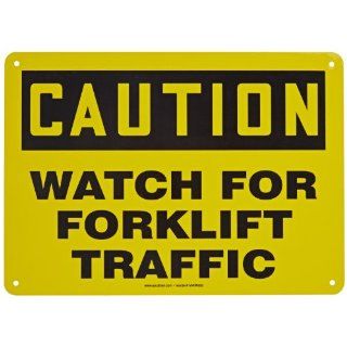 Accuform Signs MVHR633VA Aluminum Safety Sign, Legend "CAUTION WATCH FOR FORKLIFT TRAFFIC", 10" Length x 14" Width x 0.040" Thickness, Black on Yellow Industrial Warning Signs
