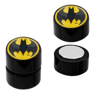 Body Accentz® Earrings Rings Magnetic, Acrylic, Logo, Faux Plug, Batman, Faux Plugs Tapers, Non pierce Jewelry   Sold as a pair Bat man Jewelry