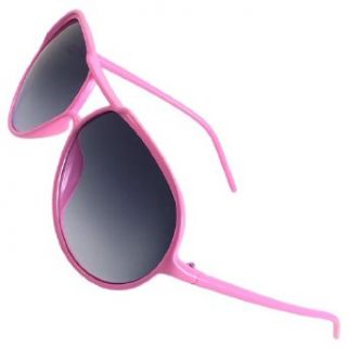 Unisex Teardrop Colored Lens Pink Plastic Full Frame Sunglasses Clothing