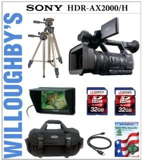 Sony HDR AX2000 Handycam Camcorder Full 1920 x 1080 HD Video with 20x Wide Angle G Lens + Sony CLM V55 5" External LCD Monitor + Deluxe Camra Bag + LexSpeed 32GB SDHC Memory Card + Spare InfoLITHIUM Rechargeable Battery (NP F970) + Sunpak 620 9002TM T