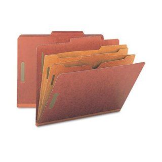 Smead Six Section Pressboard Top Tab Pocket Style Classification Folders with SafeSHIELD Coated Fastener   Pressboard Folders with Two Pocket Dividers, Letter, Six Section, Red, 10/Box 