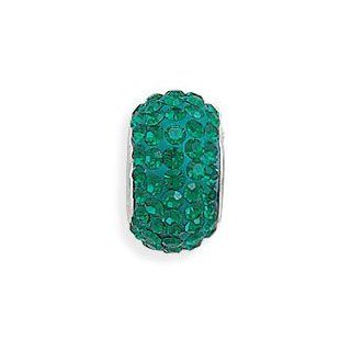 Sterling Silver Teal Green Pave Crystal Bead Vishal Jewelry Jewelry