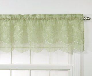 Stylemaster Renaissance Home Fashion Reese Embroidered Sheer Layered Scalloped Valance, 55 Inch by 17 Inch, Spring   Window Treatment Valances