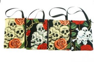 WHOLESALE, US Handmade Fashion A Pack of 6 Piece Electronic device clutch purse, pouch wristband makeup bag, cosmetic bag SKULL ROSE TATTOO Day of the Dead Rocakbilly Handmade handbag purse Alexander Henry cotton fabrics, SCB 1004 1007 Shoes
