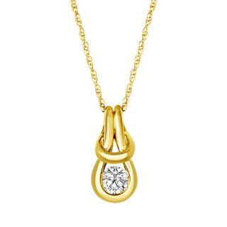 Elegant Women's 10K Yellow Gold Solitaire Fancy Knot Pendant 0.25CT HI I2 New Jewelry