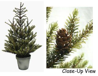 24" Artificial Potted Dwarf Spruce Evergreen Tree With Pine Cones #LDS 709 24  