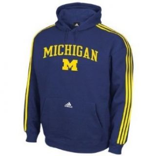 adidas Michigan Wolverines Navy Blue Big Game Day 3 Striped YOUTH Pullover Hoodie Sweatshirt (Small (8)) Clothing