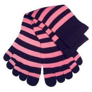 Cotton Socks Feelmax Toe Socks Black/Pink Stripe Ladies Shoe Size 8.5   11 Casual Socks