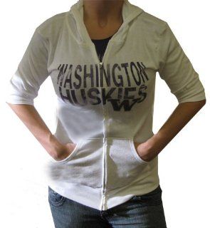 Washington Huskies Womens Rib Zip Hooded Sweatshirt by Step Ahead Size X Large  Athletic Sweatshirts  Sports & Outdoors