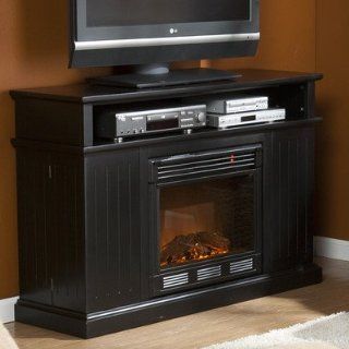 Julian 48" TV Stand with Electric Fireplace Finish Black   Home Entertainment Centers