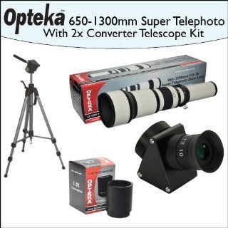 Opteka 650 1300mm HD Telephoto Zoom Lens + Lens Converter To Telescope + 2X Teleconverter Kit + Opteka 70" Professional Tripod  Catadioptric Telescopes  Camera & Photo