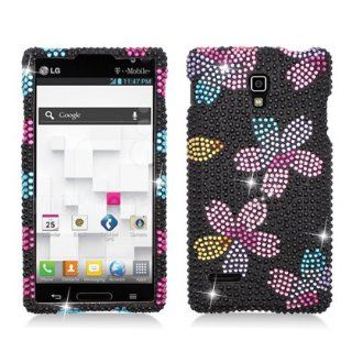 Aimo LGP769PCLDI651 Dazzling Diamond Bling Case for Optimus L9   Retail Packaging   Sakura Flowers Cell Phones & Accessories