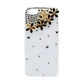 Aubig 3D Phone Case Luxury Bling Rhinestones Crystal Handmade Daisy Hard Plastic Clear Cover for Apple iPhone 5 (Black) 50pcs/pack Cell Phones & Accessories