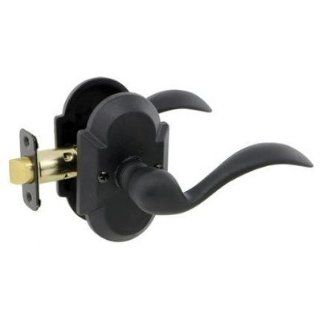 Sandcast Tiara Lever with Curved Back Plate Handing Left, Type Privacy Lever, Finish Aged Black   Door Levers  