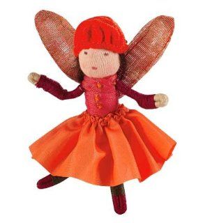 Magic Cabin Blooming Mini Fairy Posable Doll with Iridescent Wings, Poppy in Orange Toys & Games