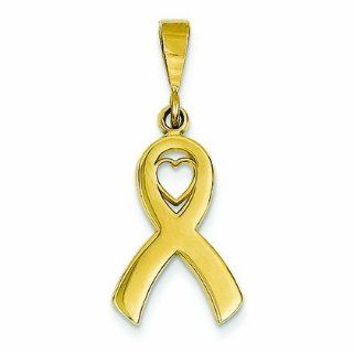14K Gold Heart In Awareness Pendant Jewelry