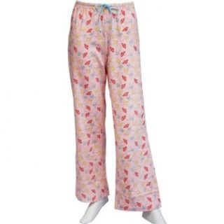 Leisureland Women's Knit Pajama Lounge Pants Pink Umbrella Design Small Pajama Bottoms