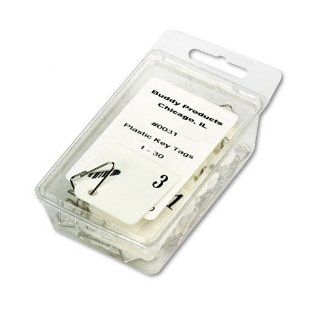 Buddy Products Plastic Key Tags, Numbered 1 30, White (0031)