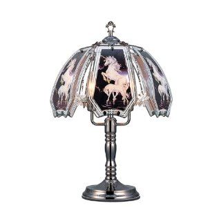 OK Lighting OK632UN5SP3 23.5 Inch Height Touch Lamp with Unicorn Theme, Black Chrome   Table Lamps  