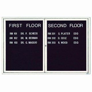 Aarco Products ADC4872W 2 Door Indoor Enclosed Directory Board with White Anodized Aluminum Frame 48H x 72W  Enclosed Message Boards 