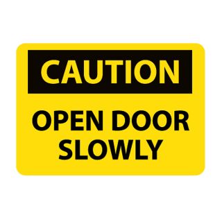 Nmc Osha Compliant Vinyl Caution Signs   14X10   Caution Open Door Slowly