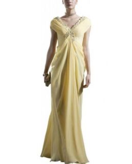 Kingmalls Women's Low V Neck Mermaid Dress Yellow Dresses