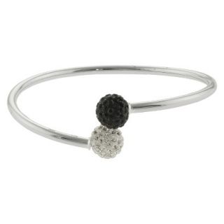 Womens Silver Plated Crystals bypass bangle   White/Black/Silver