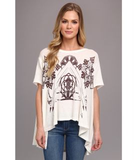 Free People Graphic Circle in the Sand Womens Blouse (White)