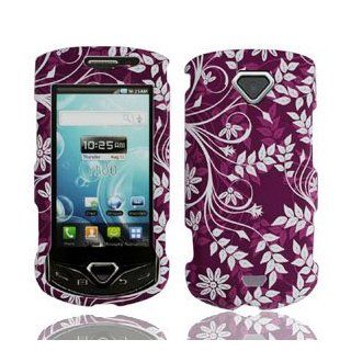 For Verizon Samsung Gem i100 Accessory   Purple Flower Design Hard Case Protector Cover+LF Stylus Pen Cell Phones & Accessories