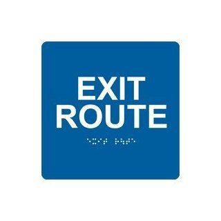 ADA Exit Route Braille Sign RRE 660 WHTonBLU Enter / Exit  