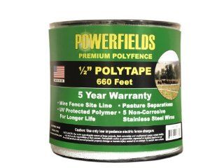 Powerfields EW5 660 1/2 Inch Polytape, 660 Feet, White  Horse Blankets And Sheets  Patio, Lawn & Garden