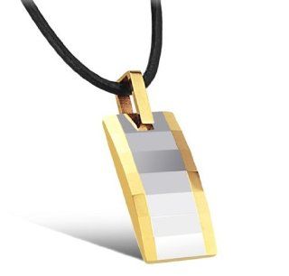 Beauty and Love Unisex Energy Magnetic Stone Pure Tungsten Multiple Facets Pattern Bar Shape Pendant Genuine Leather Necklace in a Nice Gift Box WX634 Jewelry