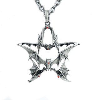 Gothic Bat Pentacle Necklace Vampire Pendant Jewelry